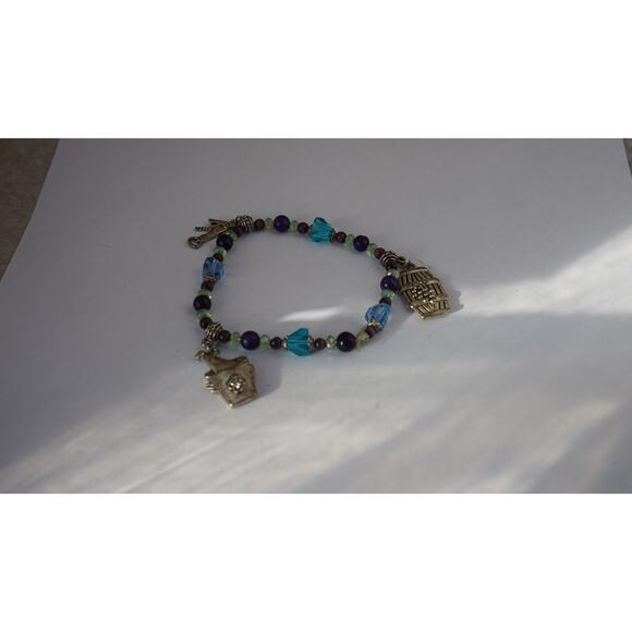 Vintage beaded charm bracelet wine theme Y2K boho eclectic style - Picture 3 of 10